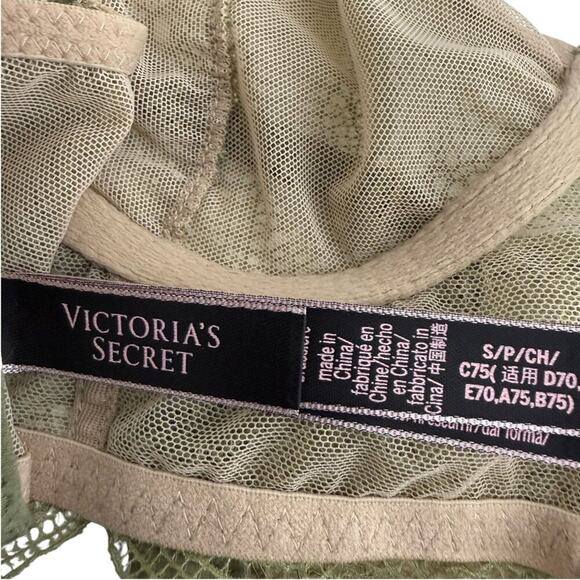 Victoria's Secret Very Lace-up High Neck Bralette Olive Lace Bra Small - Picture 4 of 7
